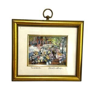 David Zwillinger art work "Fresh Flowers" signed matted & framed print 3" x 4"